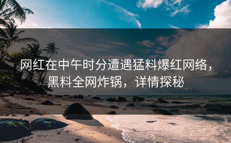 网红在中午时分遭遇猛料爆红网络，黑料全网炸锅，详情探秘  第1张