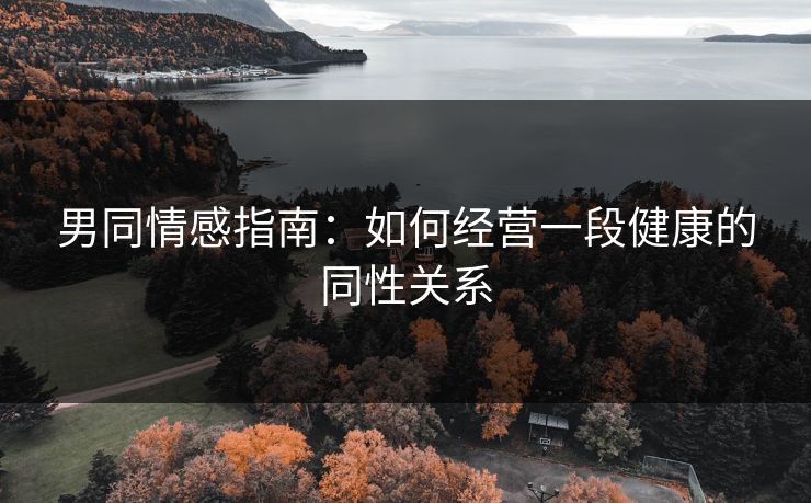 男同情感指南：如何经营一段健康的同性关系