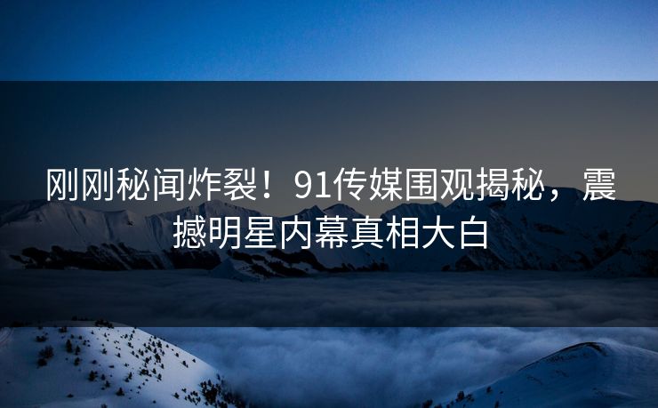 刚刚秘闻炸裂！91传媒围观揭秘，震撼明星内幕真相大白  第1张