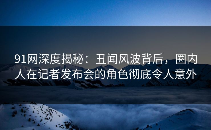 91网深度揭秘：丑闻风波背后，圈内人在记者发布会的角色彻底令人意外