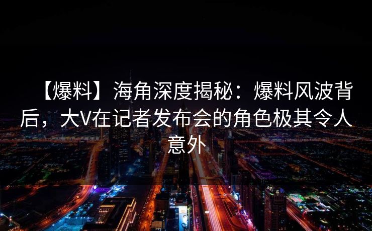 【爆料】海角深度揭秘：爆料风波背后，大V在记者发布会的角色极其令人意外  第1张