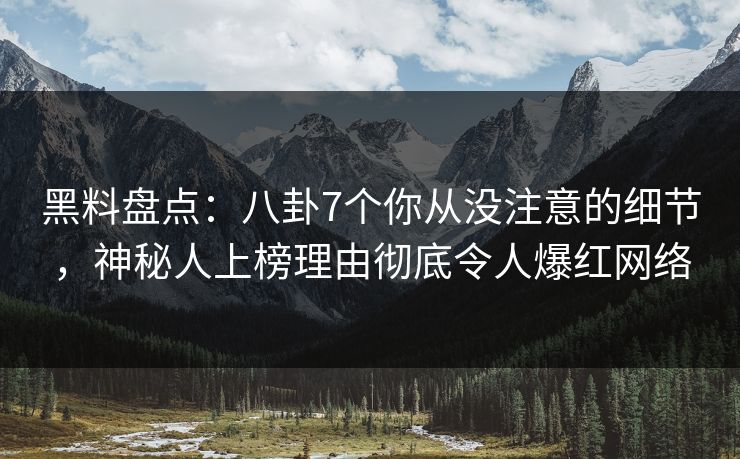 黑料盘点：八卦7个你从没注意的细节，神秘人上榜理由彻底令人爆红网络