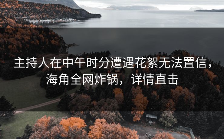 主持人在中午时分遭遇花絮无法置信，海角全网炸锅，详情直击