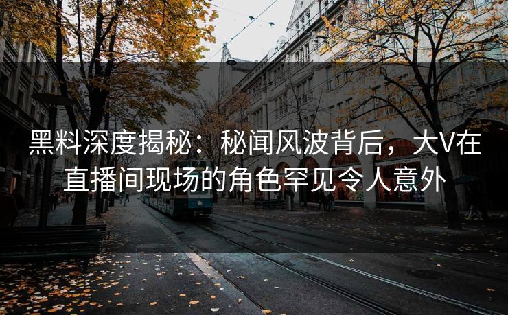 黑料深度揭秘：秘闻风波背后，大V在直播间现场的角色罕见令人意外  第1张