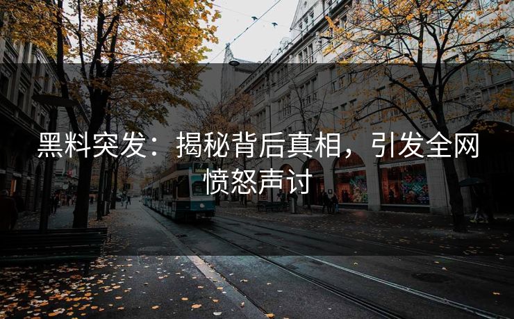 黑料突发：揭秘背后真相，引发全网愤怒声讨