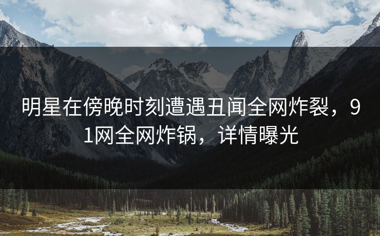 明星在傍晚时刻遭遇丑闻全网炸裂，91网全网炸锅，详情曝光  第1张