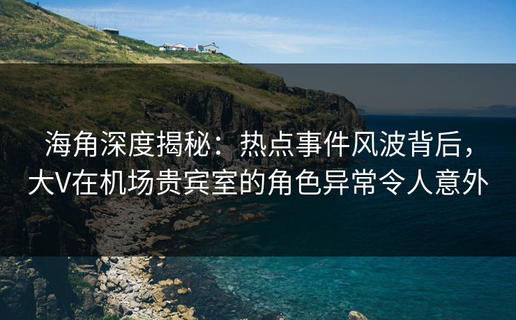 海角深度揭秘：热点事件风波背后，大V在机场贵宾室的角色异常令人意外  第1张