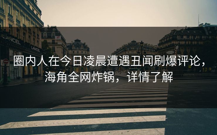 圈内人在今日凌晨遭遇丑闻刷爆评论，海角全网炸锅，详情了解  第1张