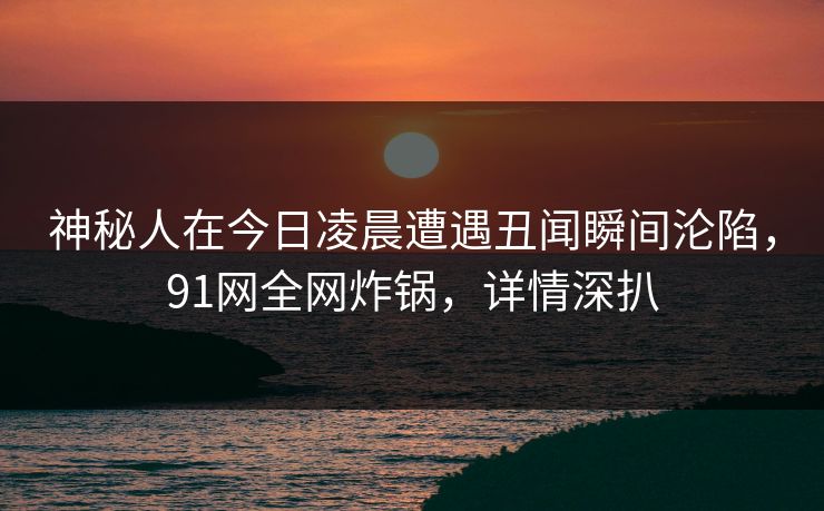 神秘人在今日凌晨遭遇丑闻瞬间沦陷，91网全网炸锅，详情深扒  第1张