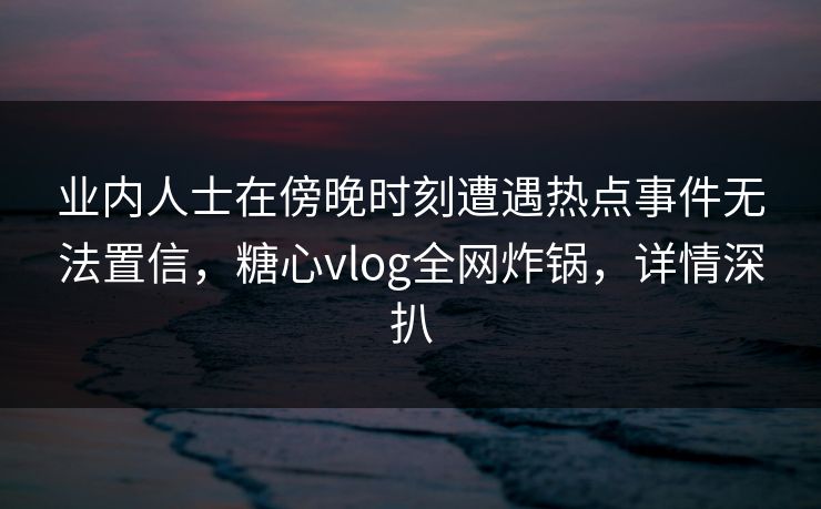 业内人士在傍晚时刻遭遇热点事件无法置信，糖心vlog全网炸锅，详情深扒  第1张